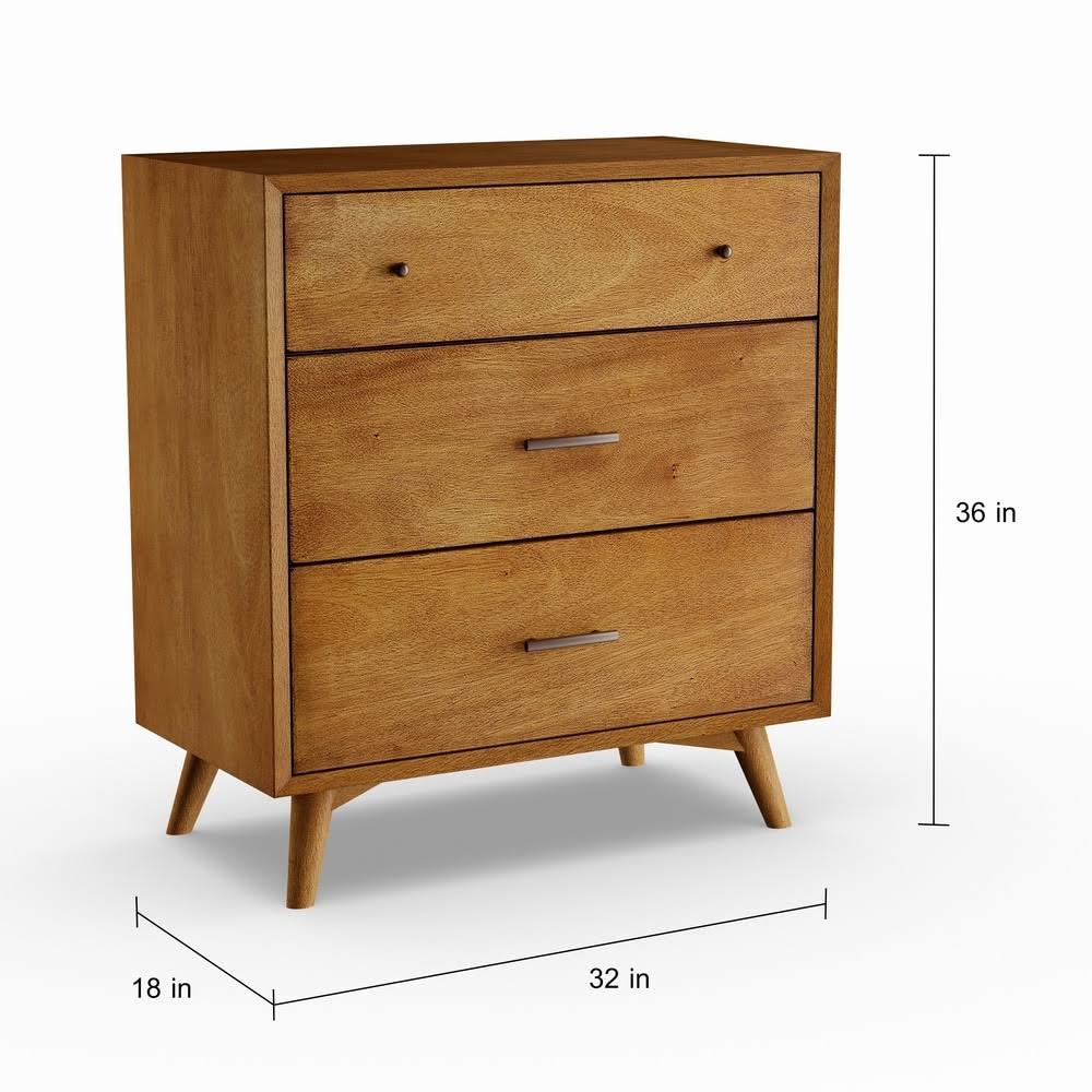 Brown Wood 3-Drawer Small Chest E981