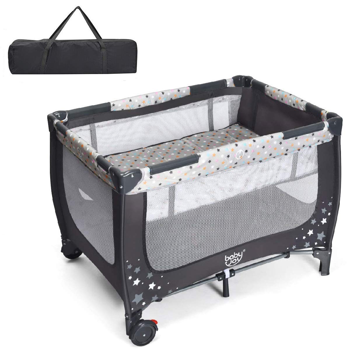 Foldable Baby Playard with Breathable Mattress and Carry Bag N6637