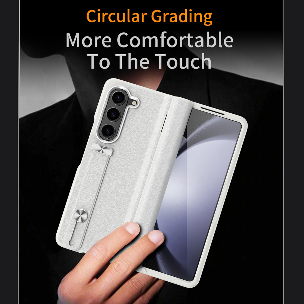 White Slim PU Leather Shockproof Case for Samsung Galaxy Z Fold5 C593395