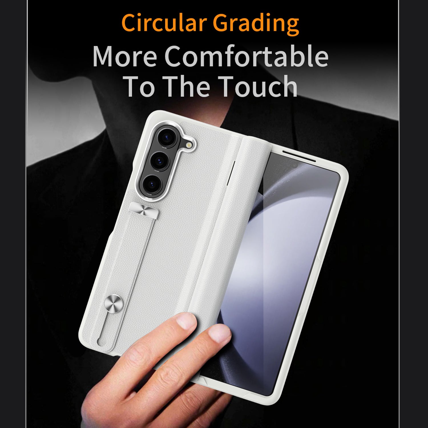 White Slim PU Leather Shockproof Case for Samsung Galaxy Z Fold5 C593395