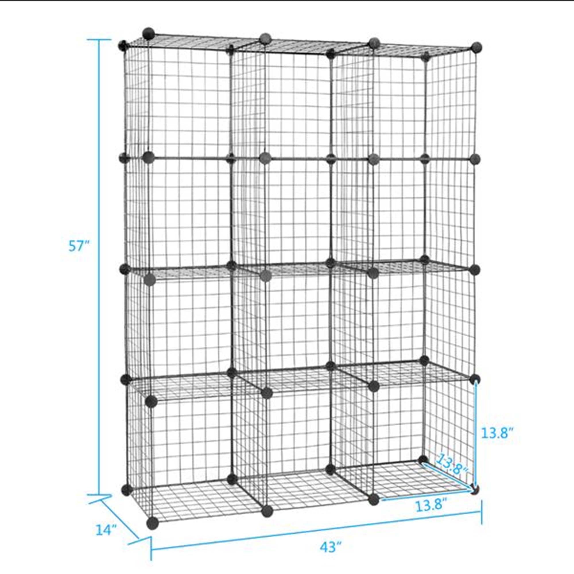 12-Cube Metal Wire Cube Storage Shelves Organizer Bookcase E410