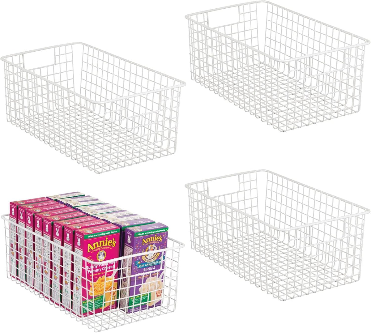 Satin Metal Wire Cabinet Organizer Bins 4 Pack H68880