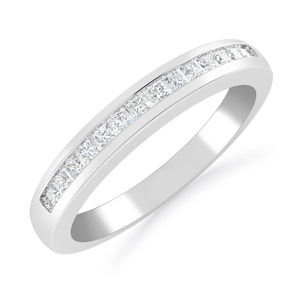 14K White Gold Princess Cut Diamond Bridal Wedding Band M7925