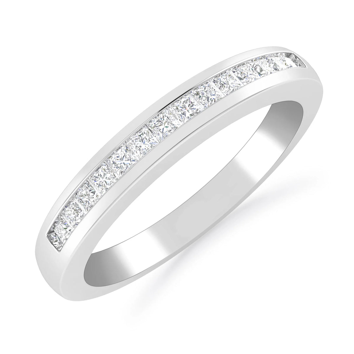 14K White Gold Princess Cut Diamond Bridal Wedding Band M7925