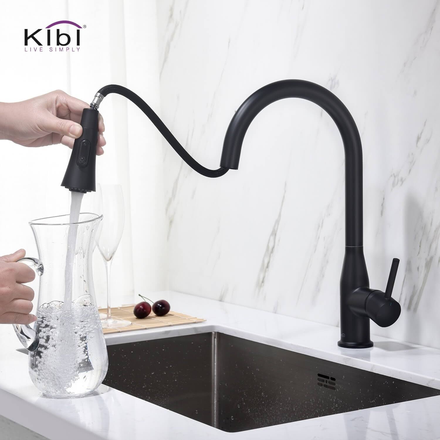 Chrome Pull Out Single Level Kitchen Faucet with Sprayer and Soap Dispenser C37756