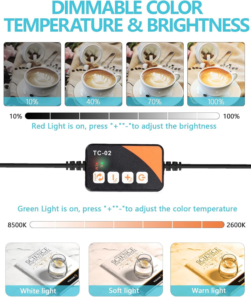 Bi-Color 2600K-8500K Dimmable Photo Light Box with 4 Color Backdrops I912