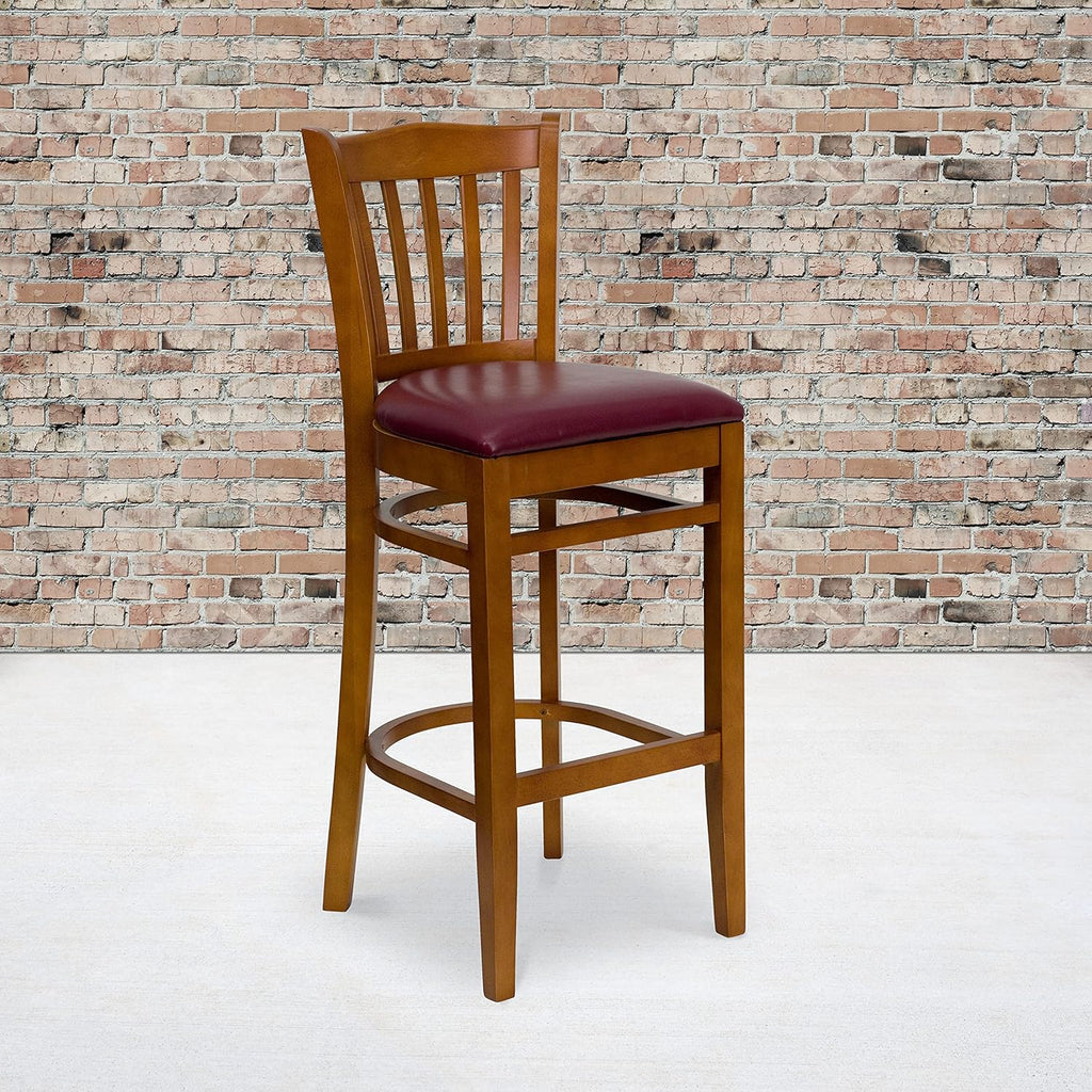 Black Vinyl Vertical Slat Back Barstool F982174