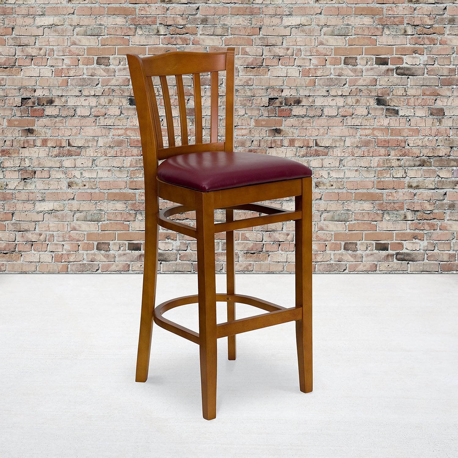 Black Vinyl Vertical Slat Back Barstool F982174