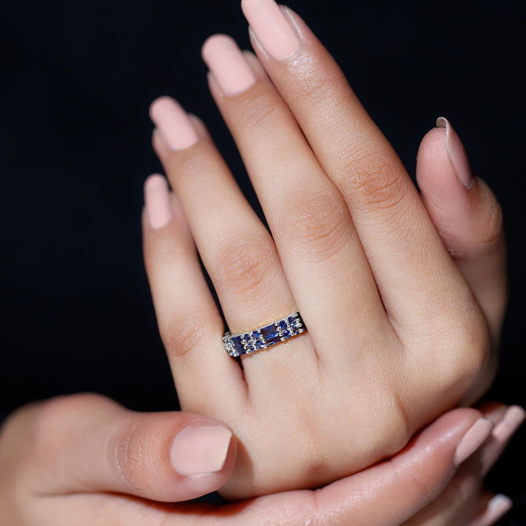 14K White Gold Blue Sapphire Full Eternity Ring F69128