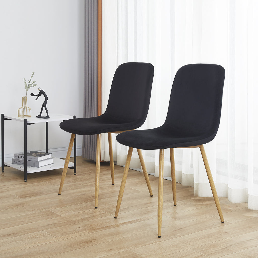 Black Upholstered Dining Chairs Set of 4 with Wood Legs L5784