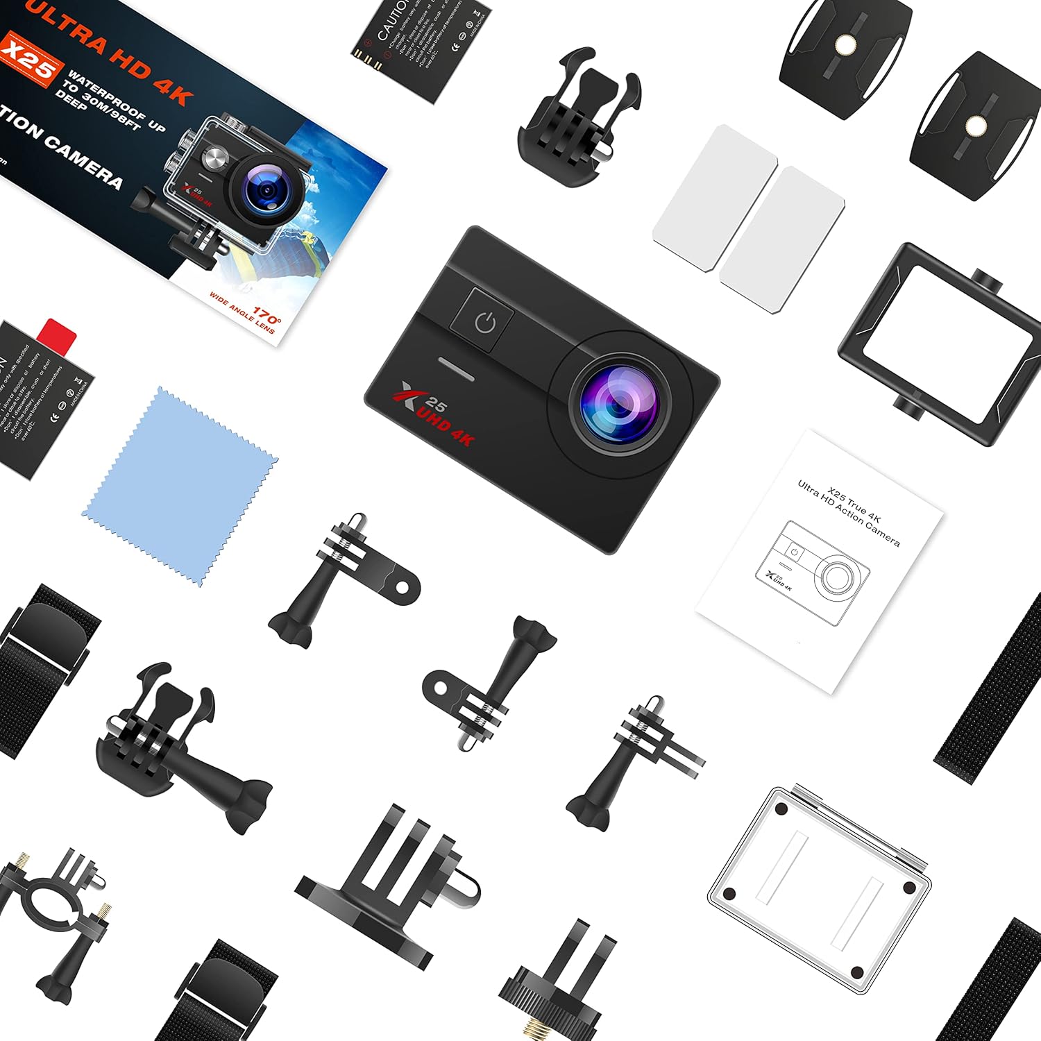 4K Waterproof Action Camera with 2 Batteries and Accessories Pack of 2 V6366