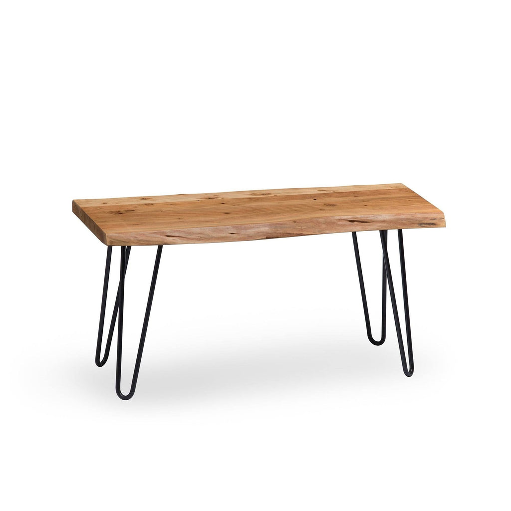 Hairpin Natural Live Edge Bench with Coat Hook Set Y89841