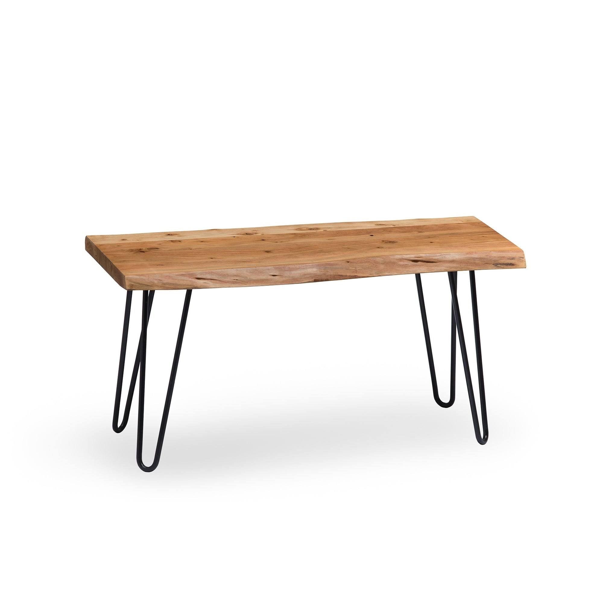 Hairpin Natural Live Edge Bench with Coat Hook Set Y89841