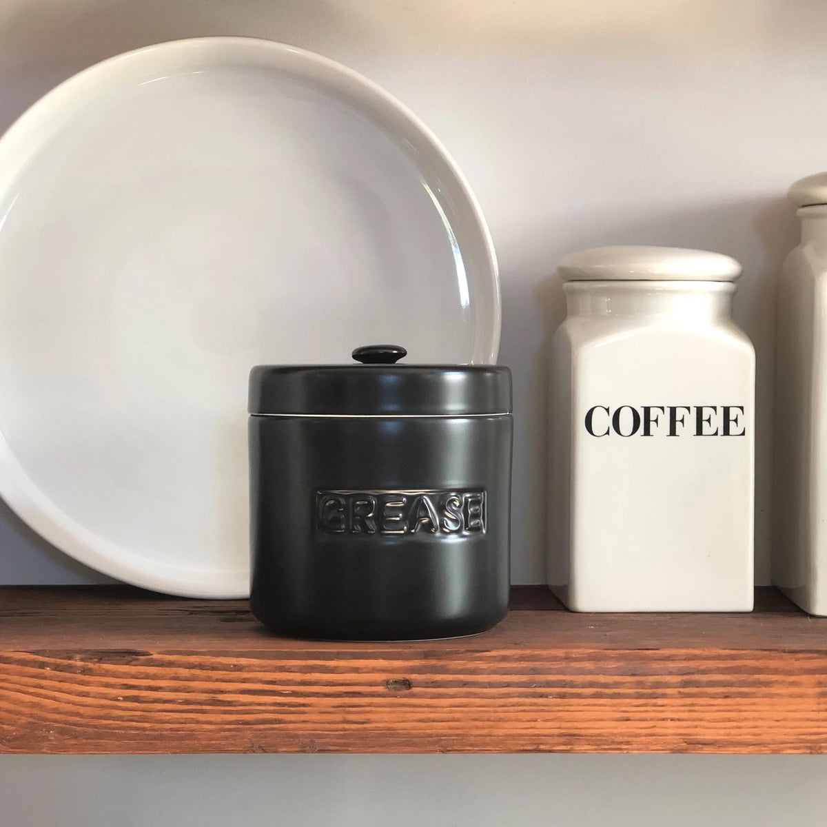 Matte Black Ceramic Grease Container J582