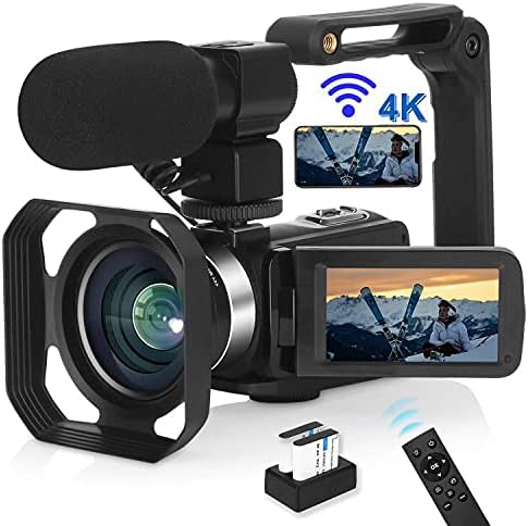 4K 48MP 60FPS Touch Screen Vlogging Camera with 18X Digital Zoom, Mic, 2 Batteries W622