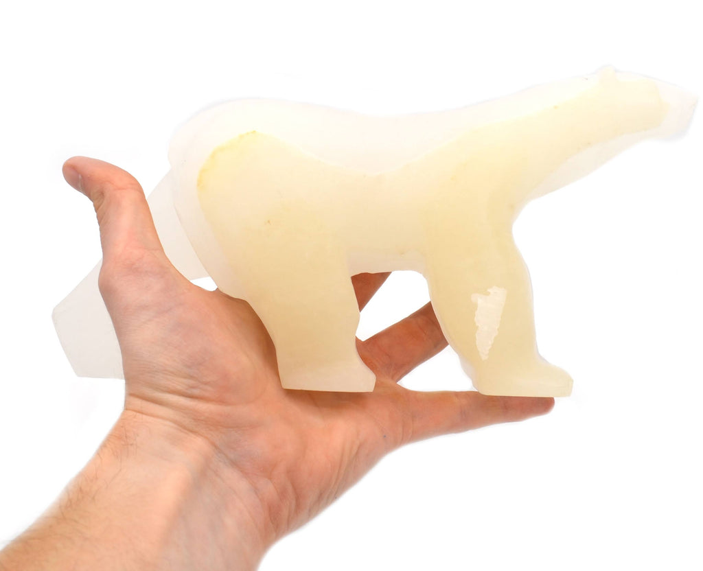 10x22 Long Carved Calcite Polar Bear Figure M903121