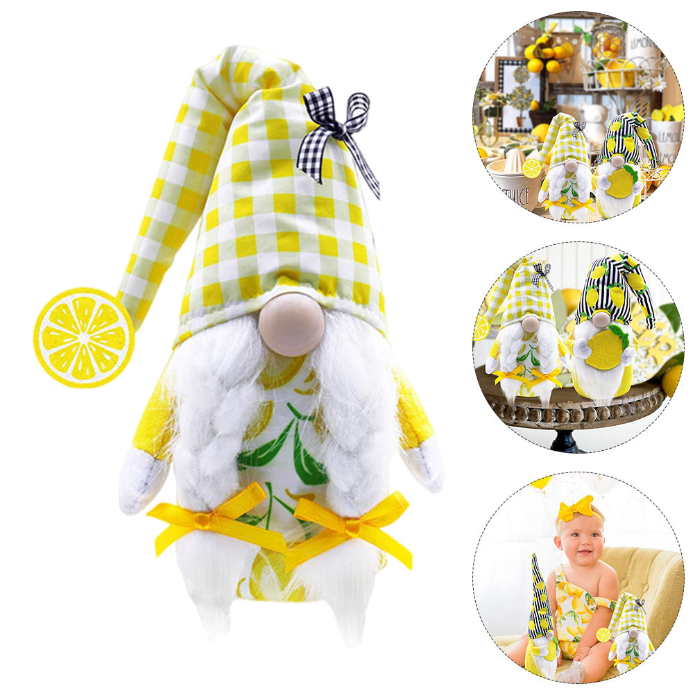 Lemon Pattern Plush Gnome Doll G3817