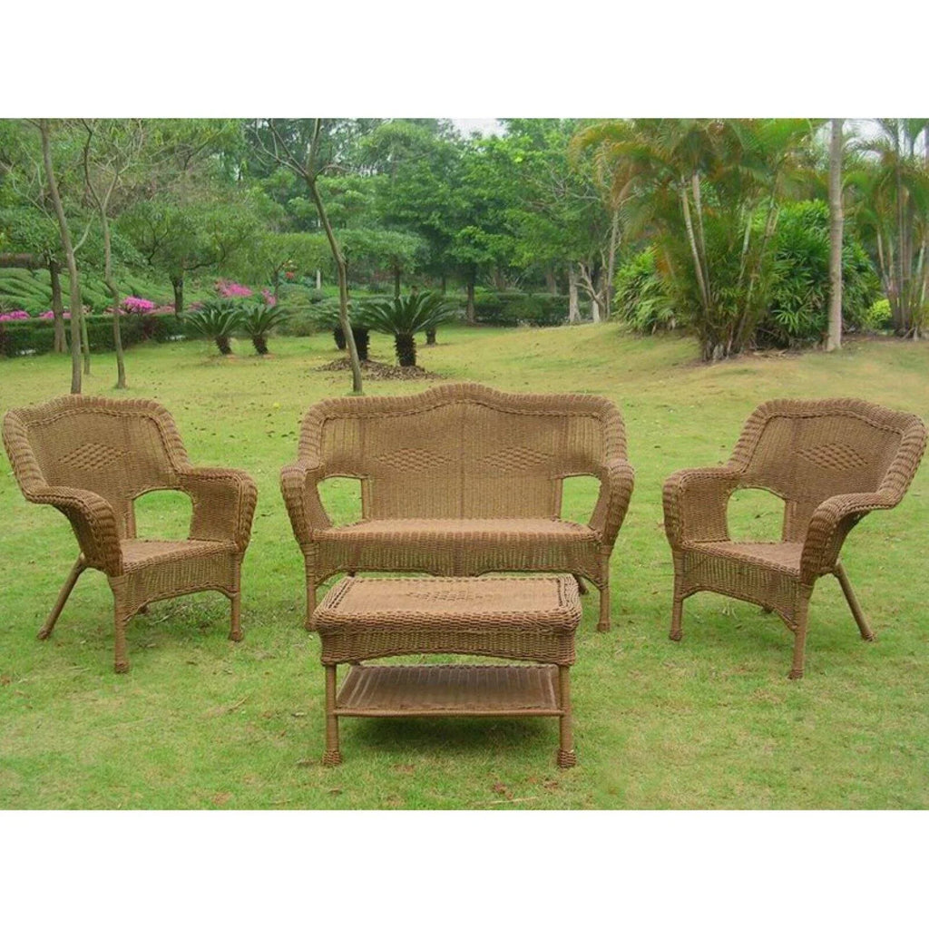 Wicker Resin Patio Conversation Set - Seats 4 E3749