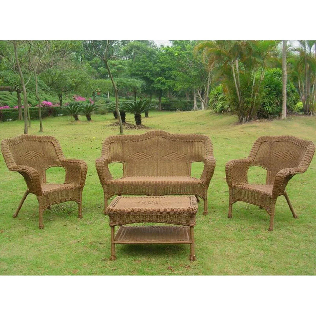Wicker Resin Patio Conversation Set - Seats 4 E3749