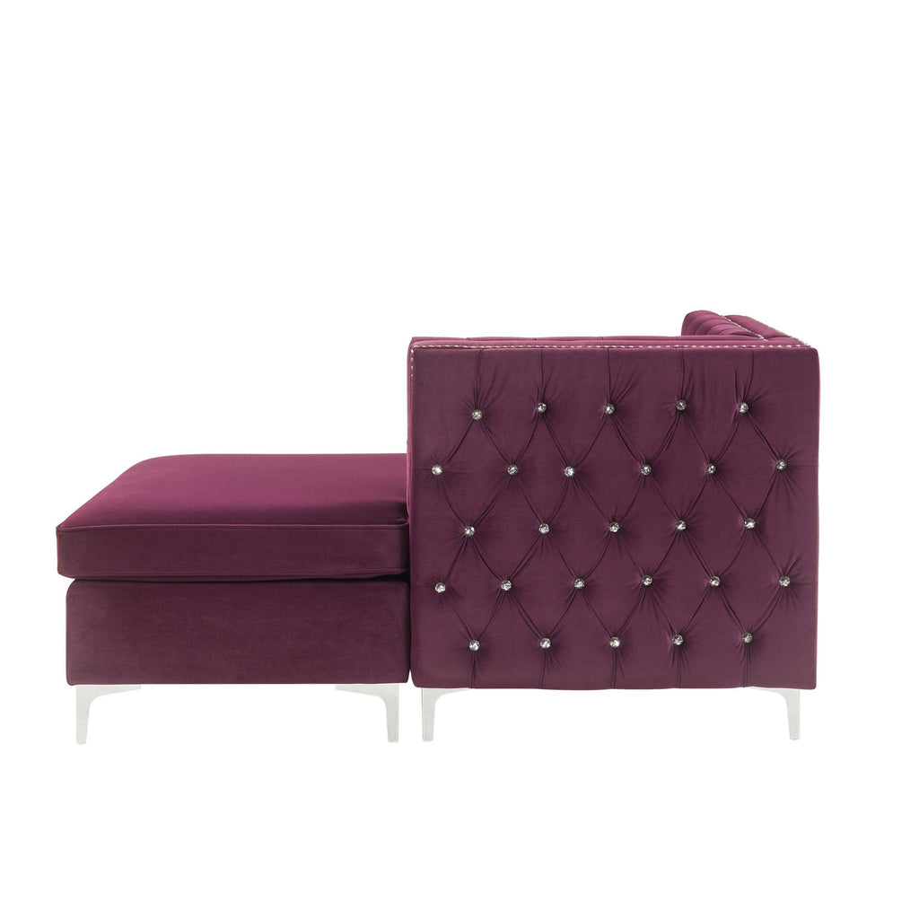 Burgundy Velvet Modular Sectional Chaise U454