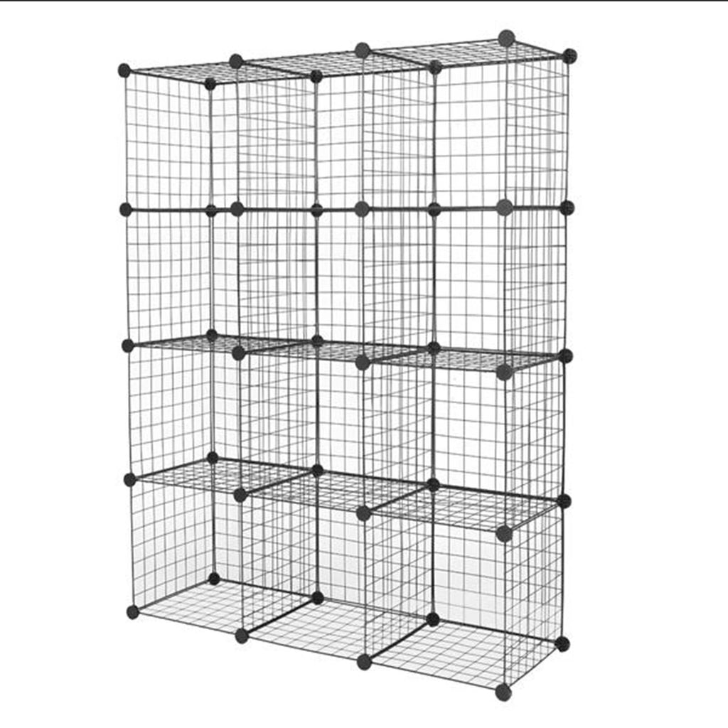12-Cube Metal Wire Cube Storage Shelves Organizer Bookcase E410