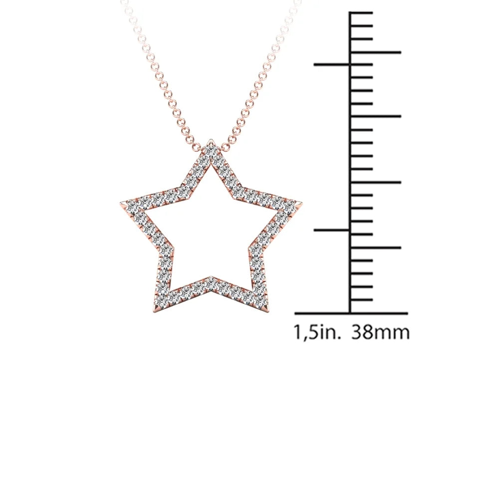 10K Rose Gold Diamond Star Pendant Necklace R798