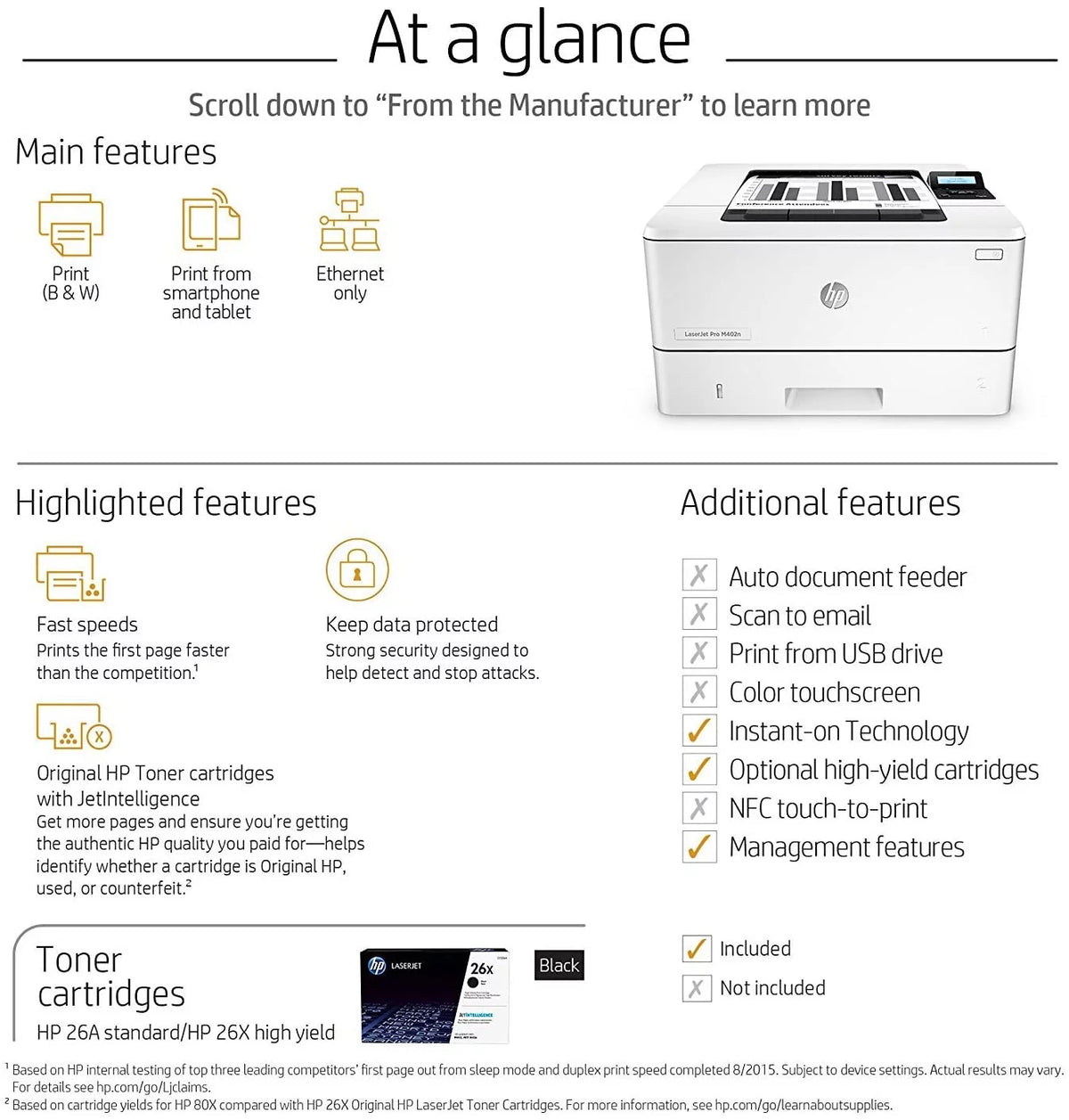 LaserJet Pro M402n Laser Printer with Built-in Ethernet S782132