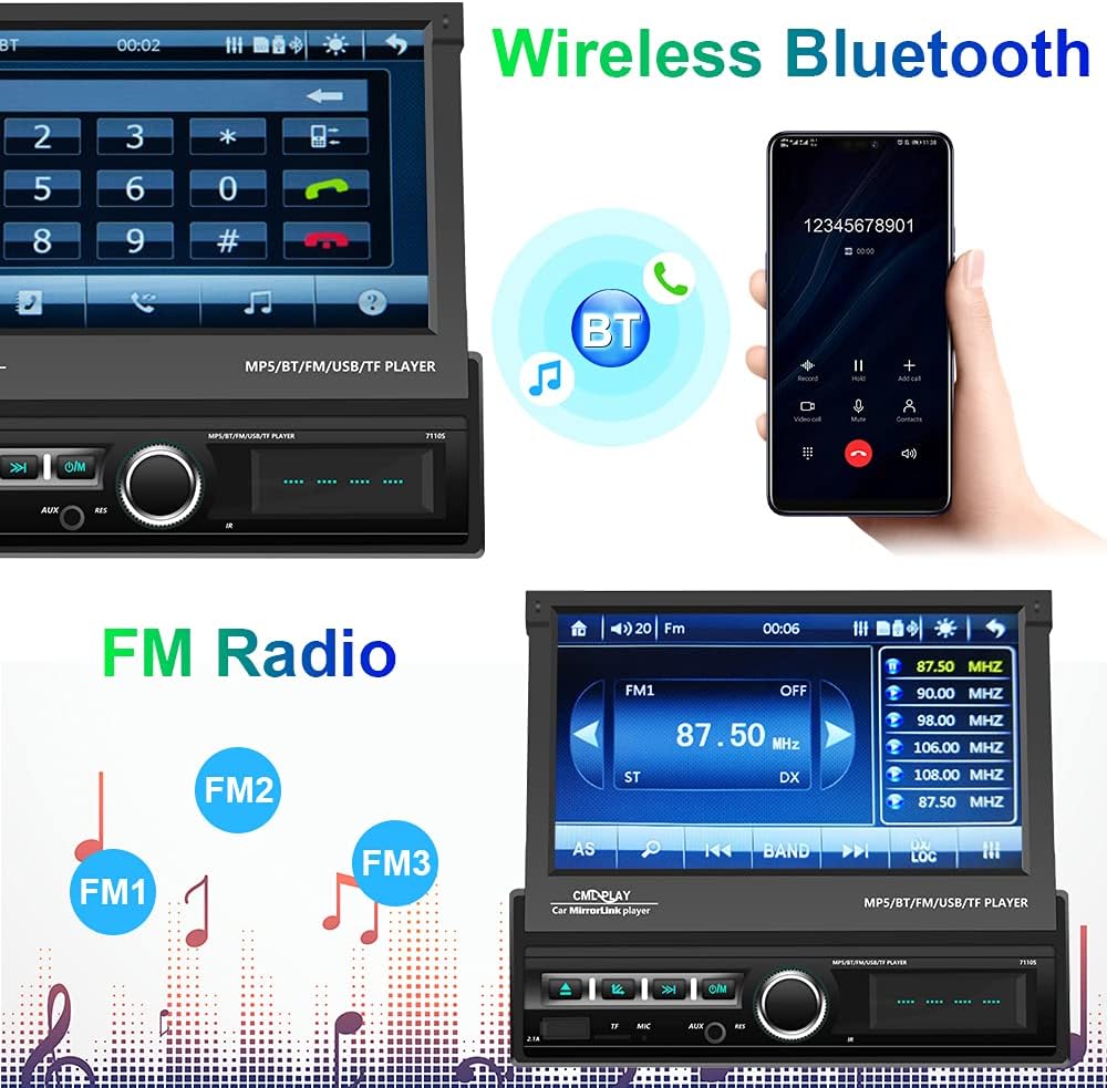 7 Inch Touch Screen Car Stereo with Backup Camera L3916