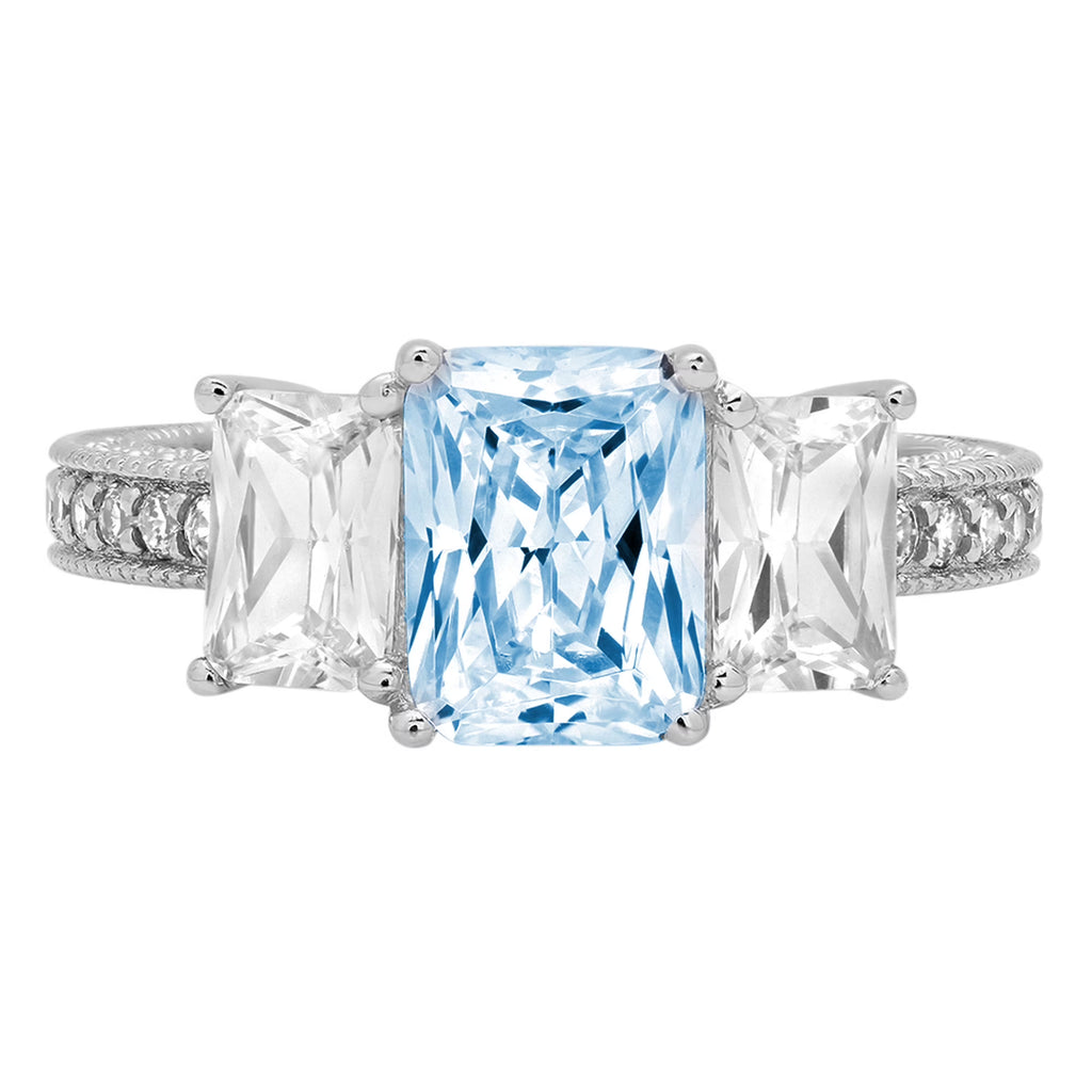 18k White Gold Three-Stone Ring W307