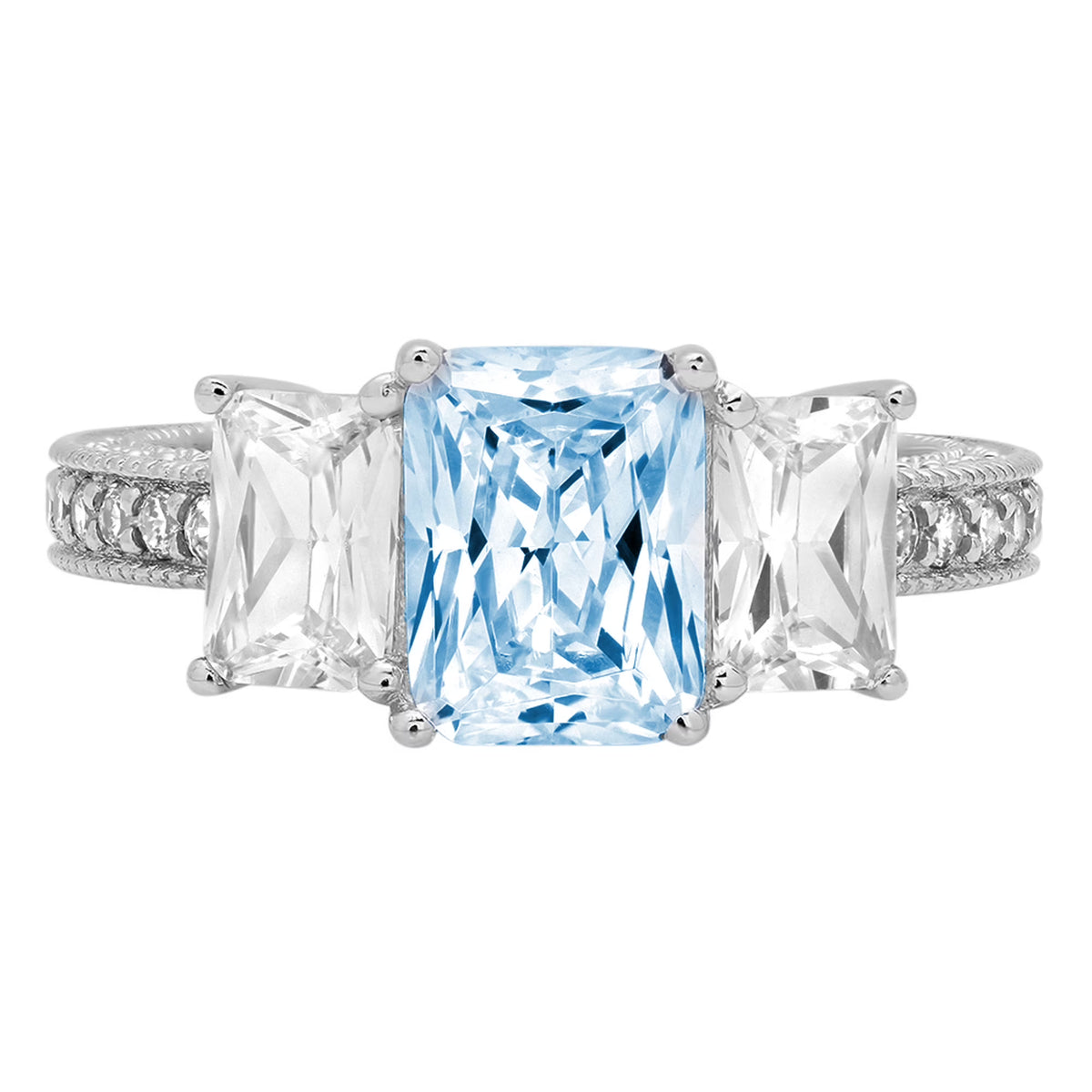 18k White Gold Three-Stone Ring W307