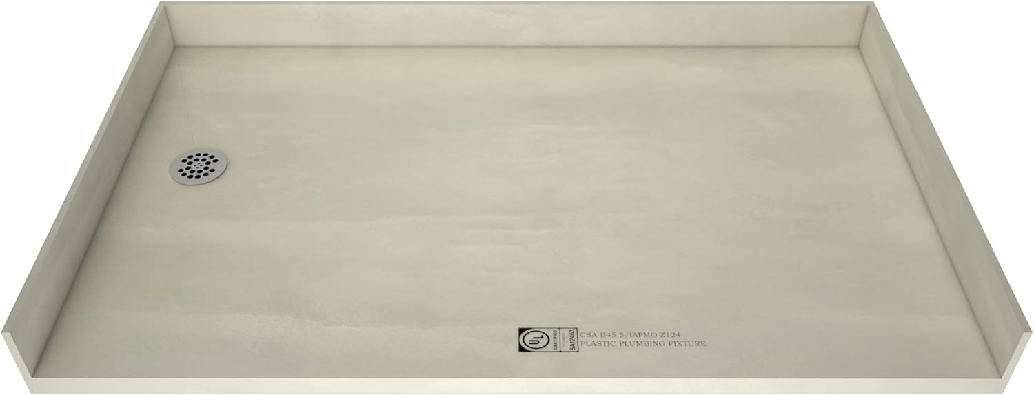 Barrier Free Shower Pan with Integrated Right PVC Drain, 30-Inch by 60-Inch J223728