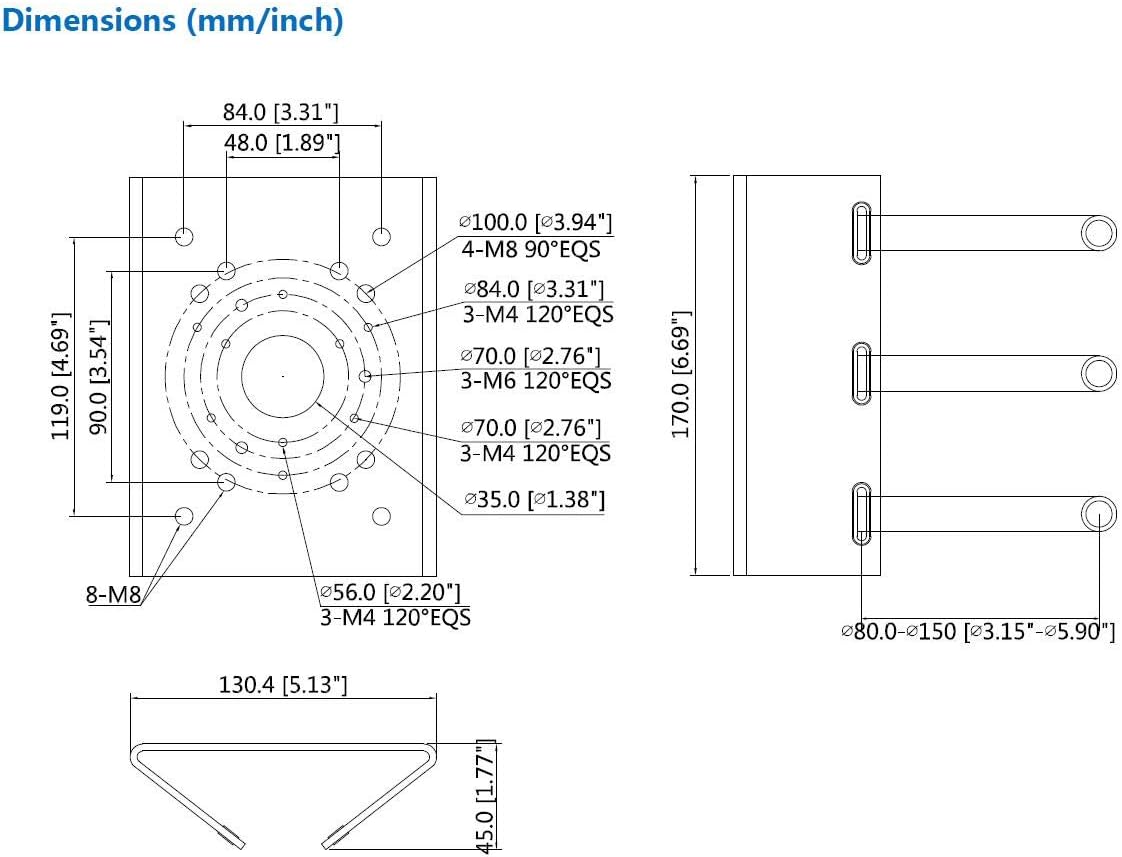 Pole Column Vertical PTZ Dome Camera Wall Loop Mounting Bracket for CCTV Security Surveillance Cameras R8363