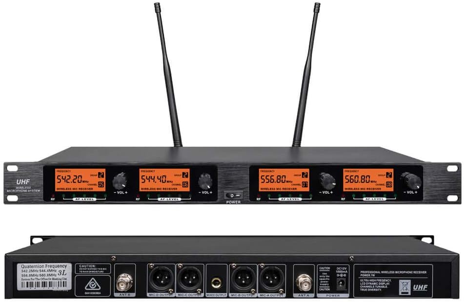 UHF 4 Channel Wireless Microphone System with 4 Handheld Metal Mics H524983