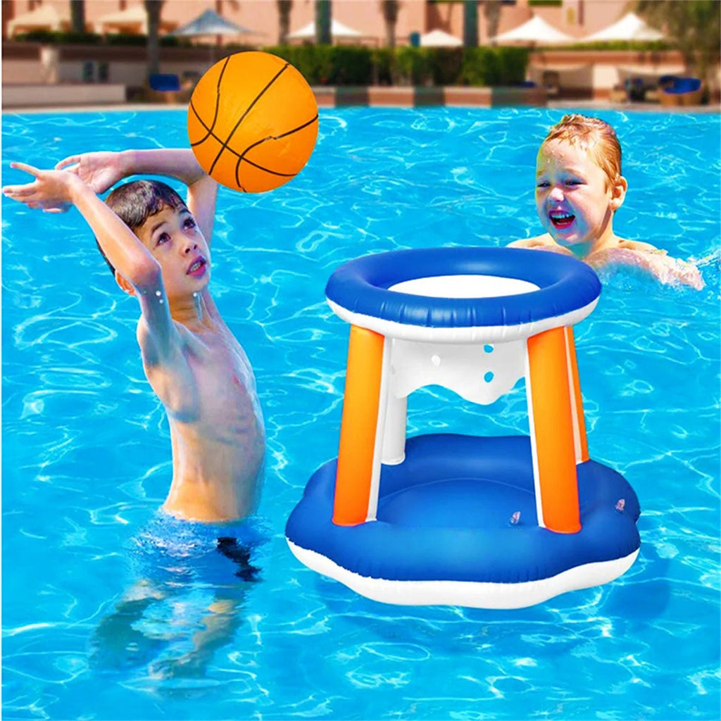 Inflatable Pool Float Set with Volleyball Net and Basketball Hoops C74989