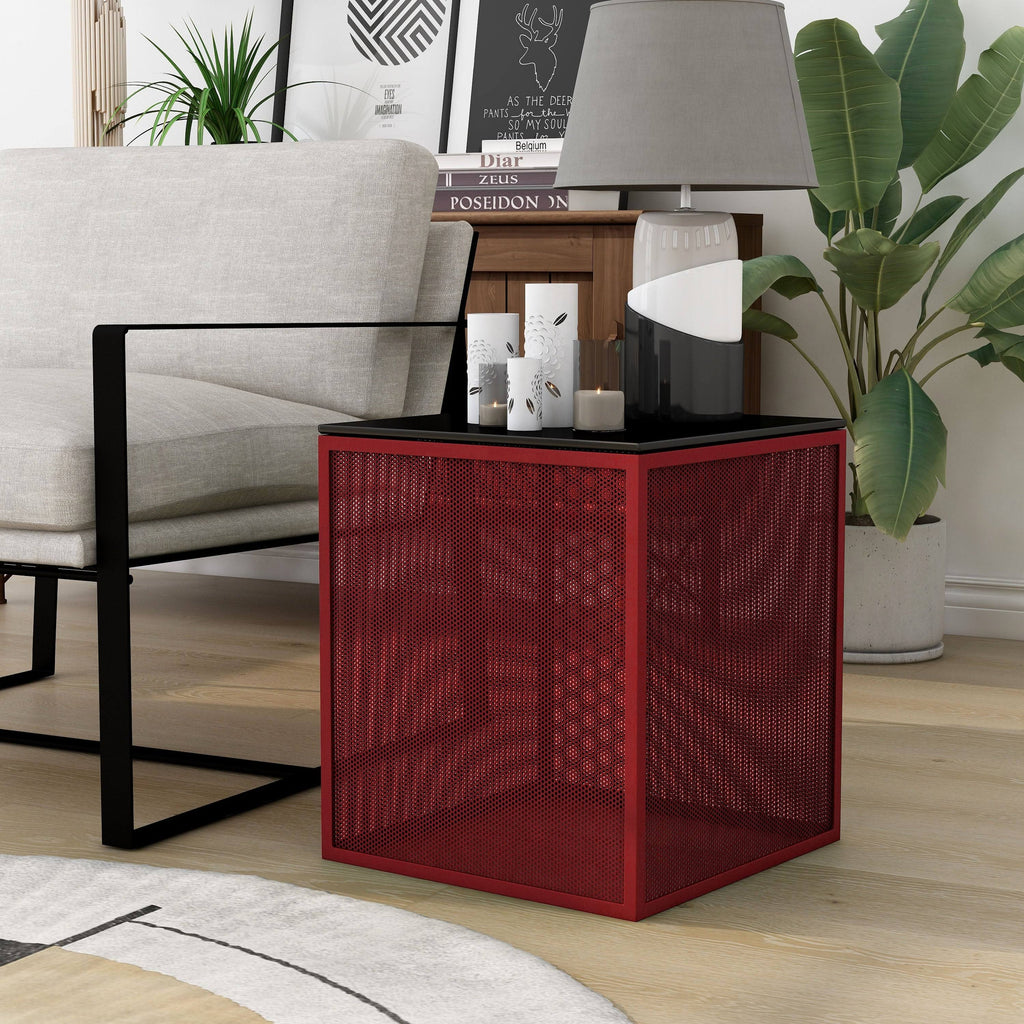 White Glass Top Side Table D73288