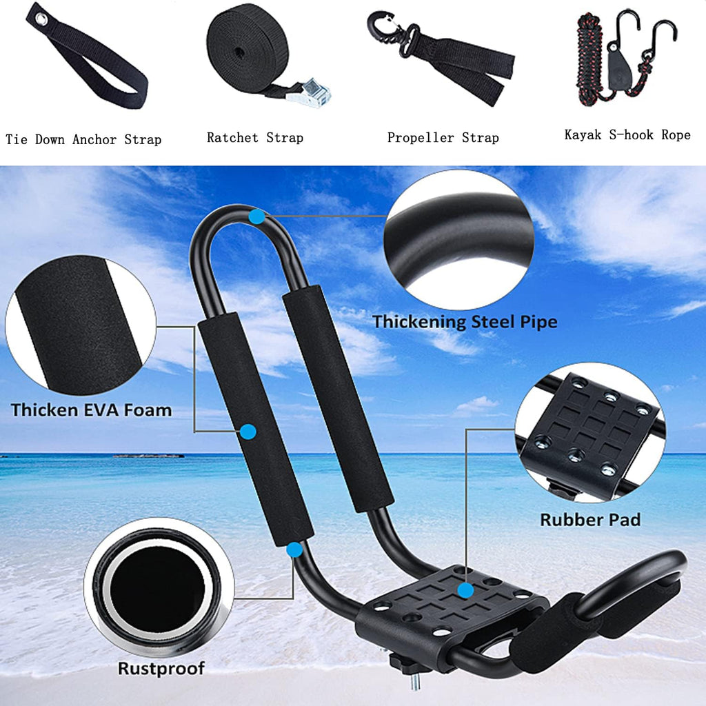 2PCS J-Bar Kayak Roof Rack with 2 7.2Ft Ratchet Lashing Straps A948928