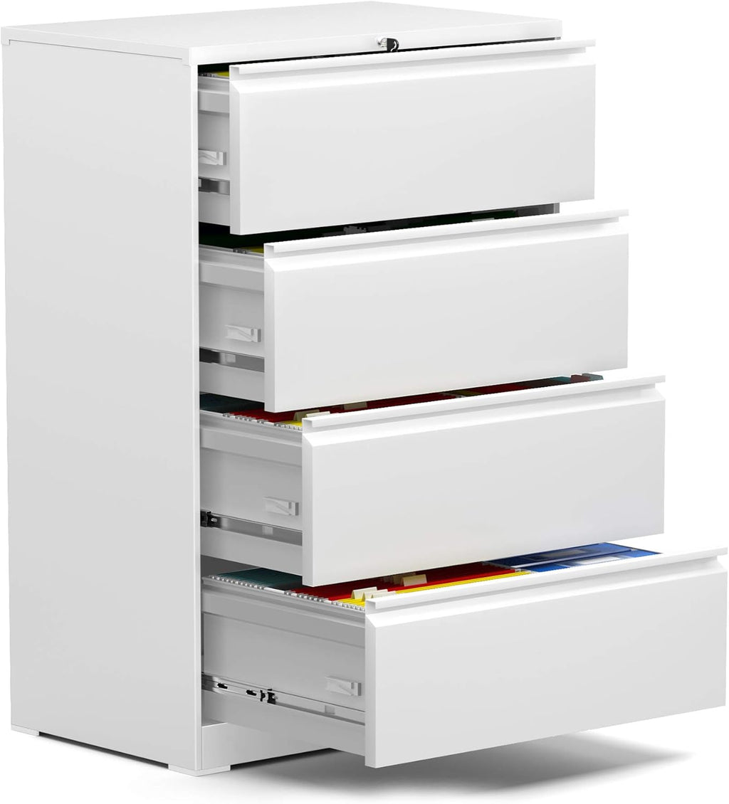 Black 4 Drawer Metal Lateral File Cabinet with Lock C7781