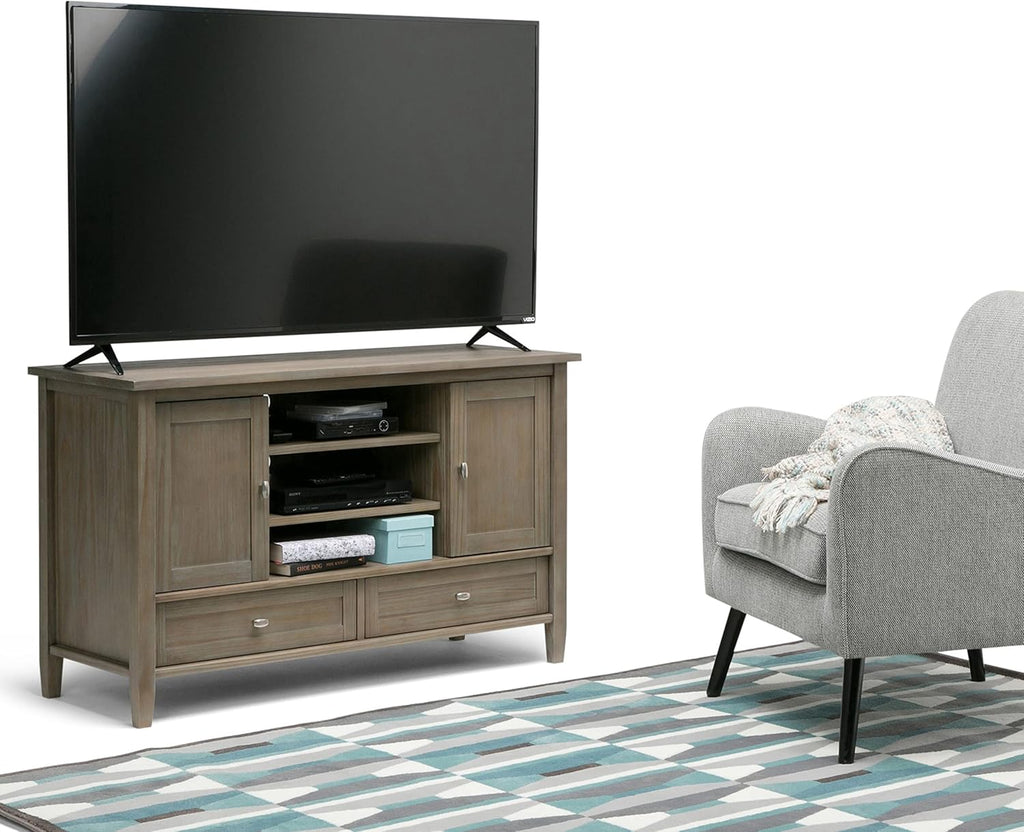 Black Solid Wood TV Media Stand with Storage Cabinet P1041