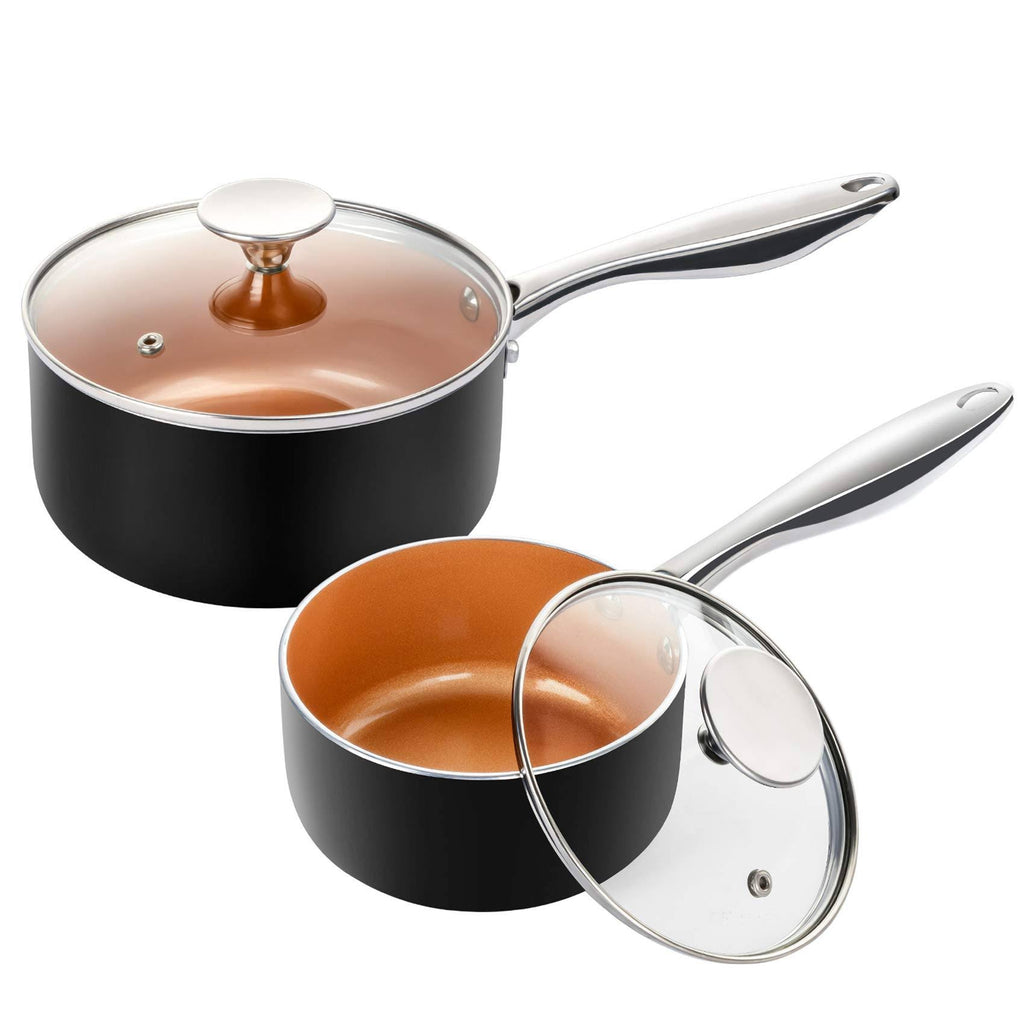 Nonstick Copper Saucepan Set with Lid, 1qt & 2qt G7387