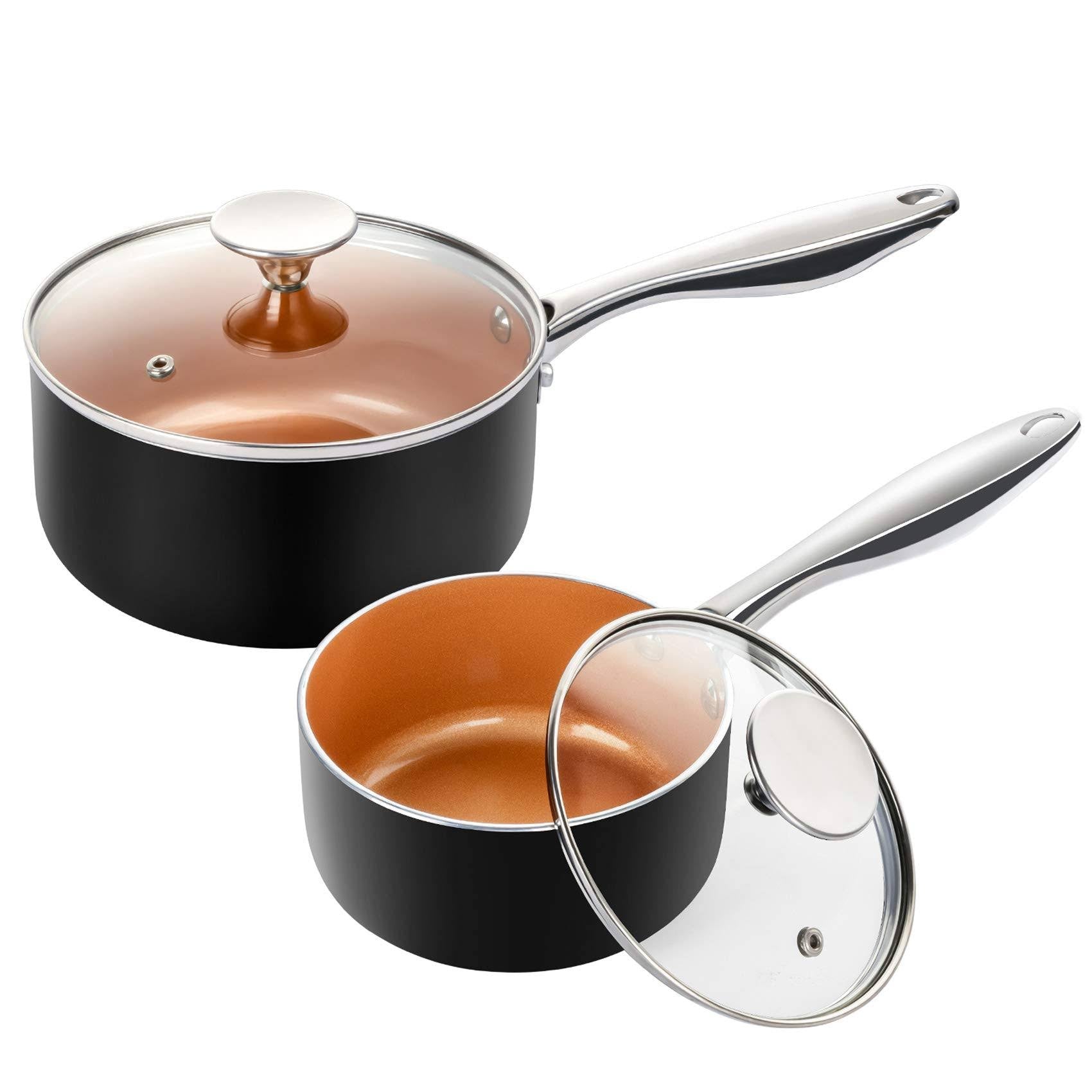 Nonstick Copper Saucepan Set with Lid, 1qt & 2qt G7387