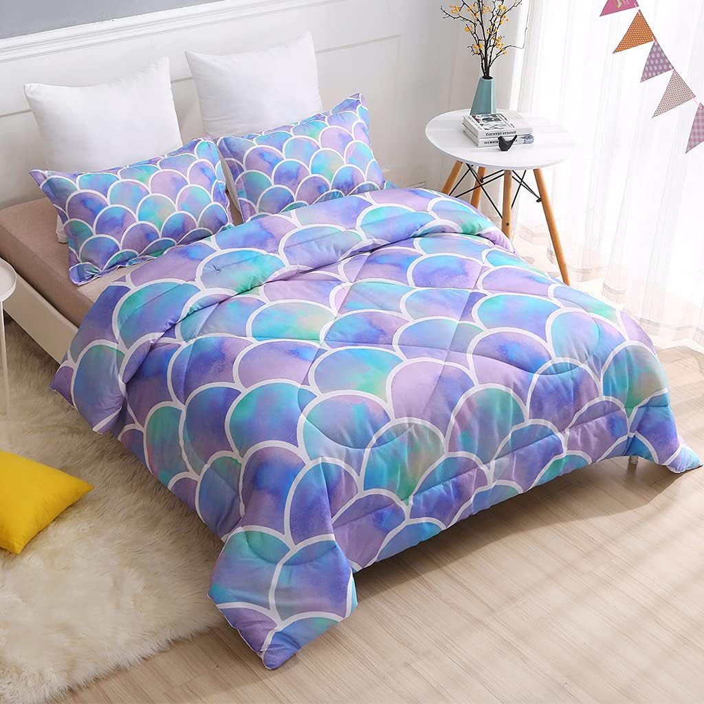 Purple Blue 3 Pieces Twin Size Comforter Set A2137