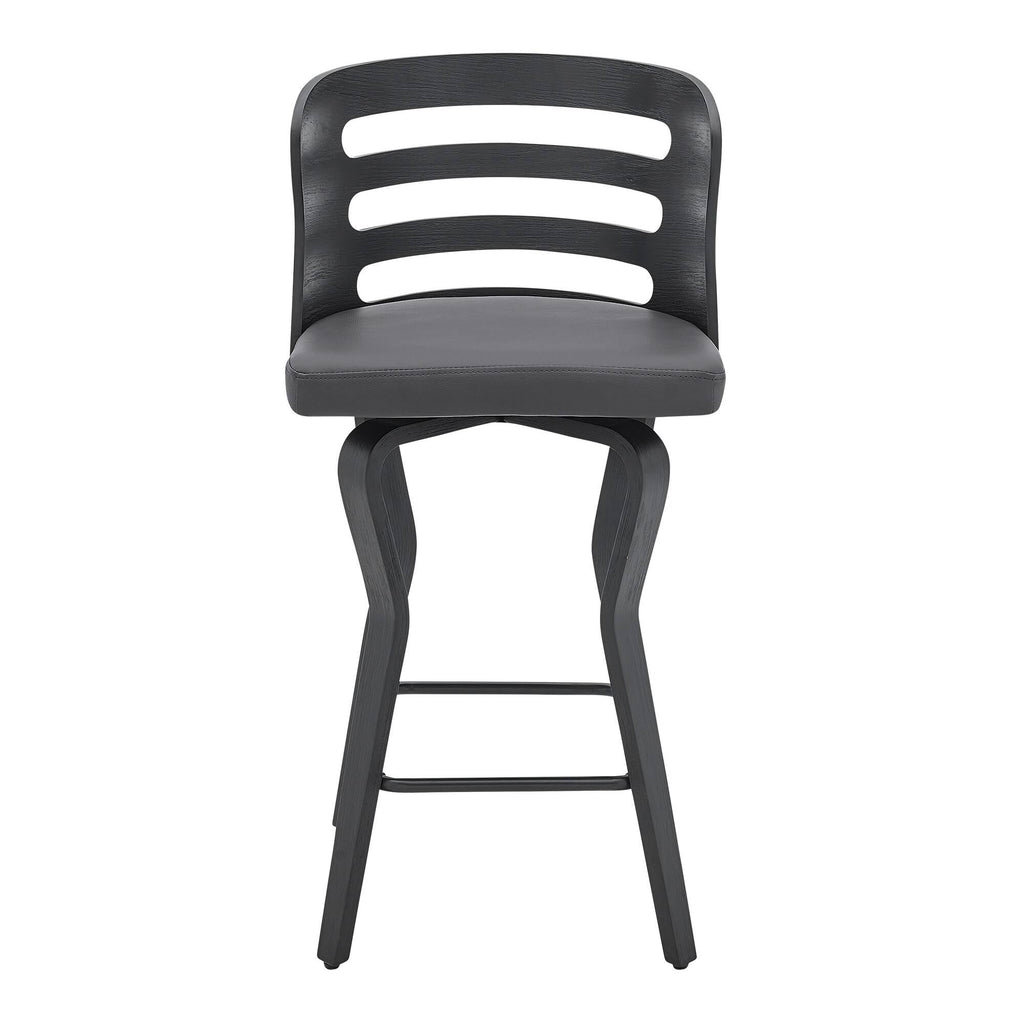 Swivel Cream Faux Leather and Walnut Wood Bar Stool C408450