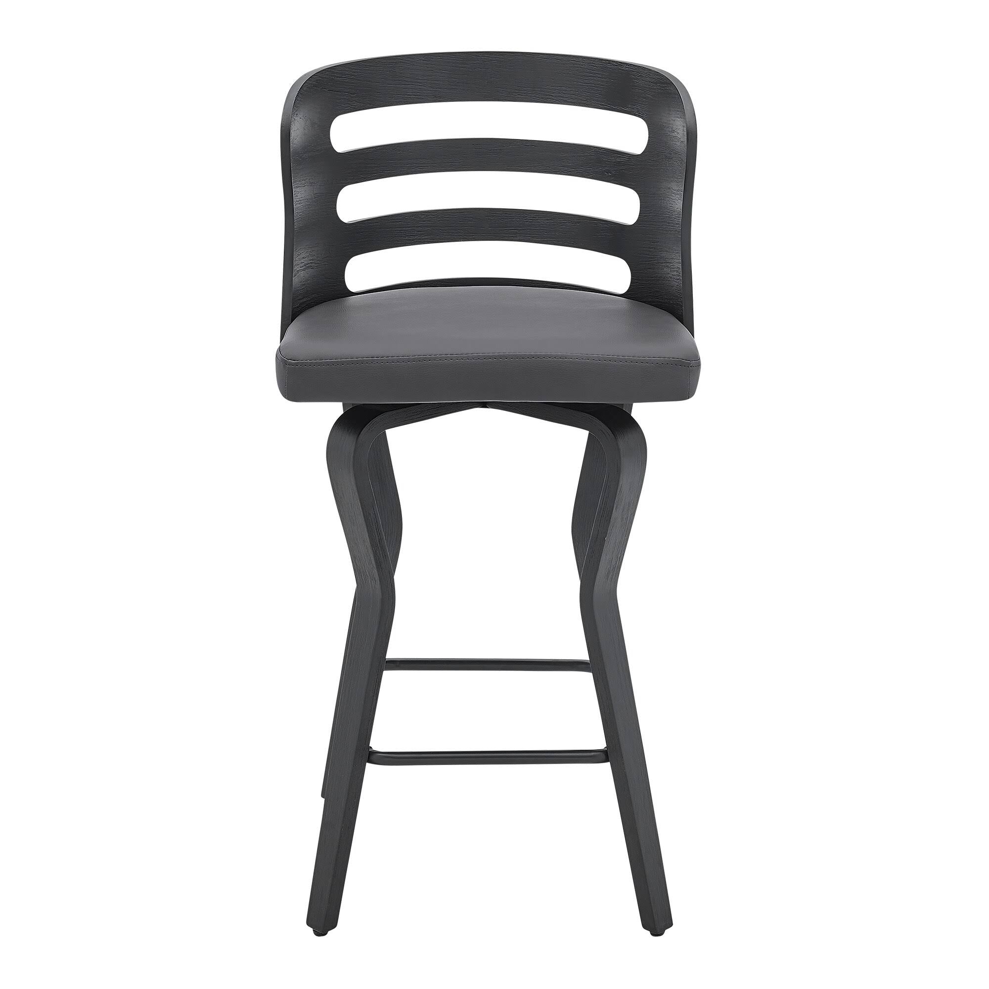 Swivel Cream Faux Leather and Walnut Wood Bar Stool C408450