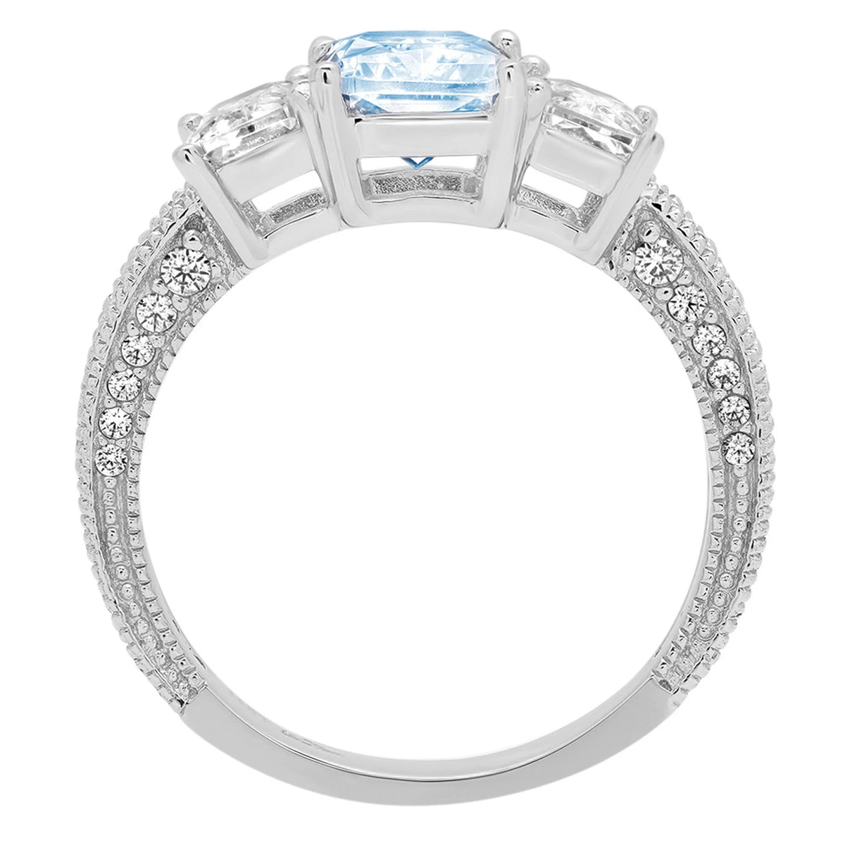 18k White Gold Three-Stone Ring W307