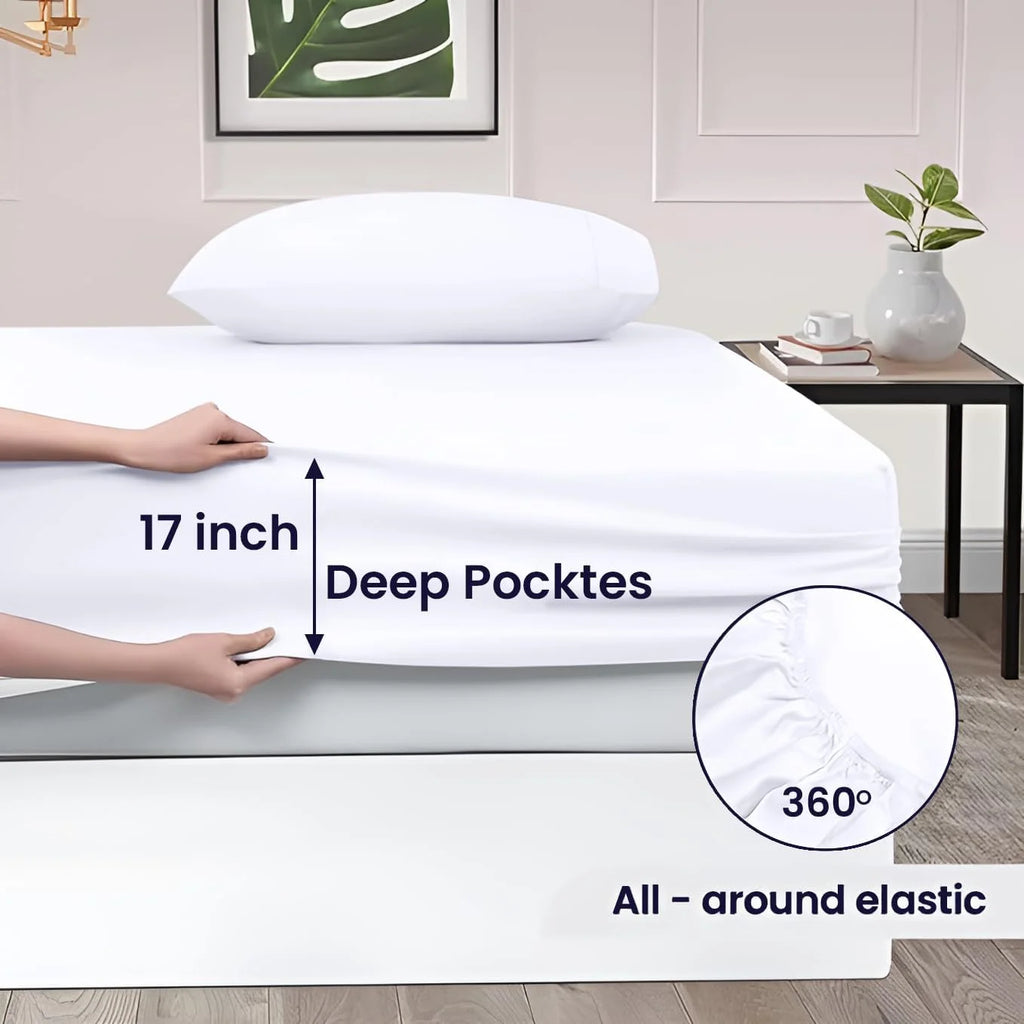 White 4-Piece Queen Egyptian Cotton Sheet Set G243738