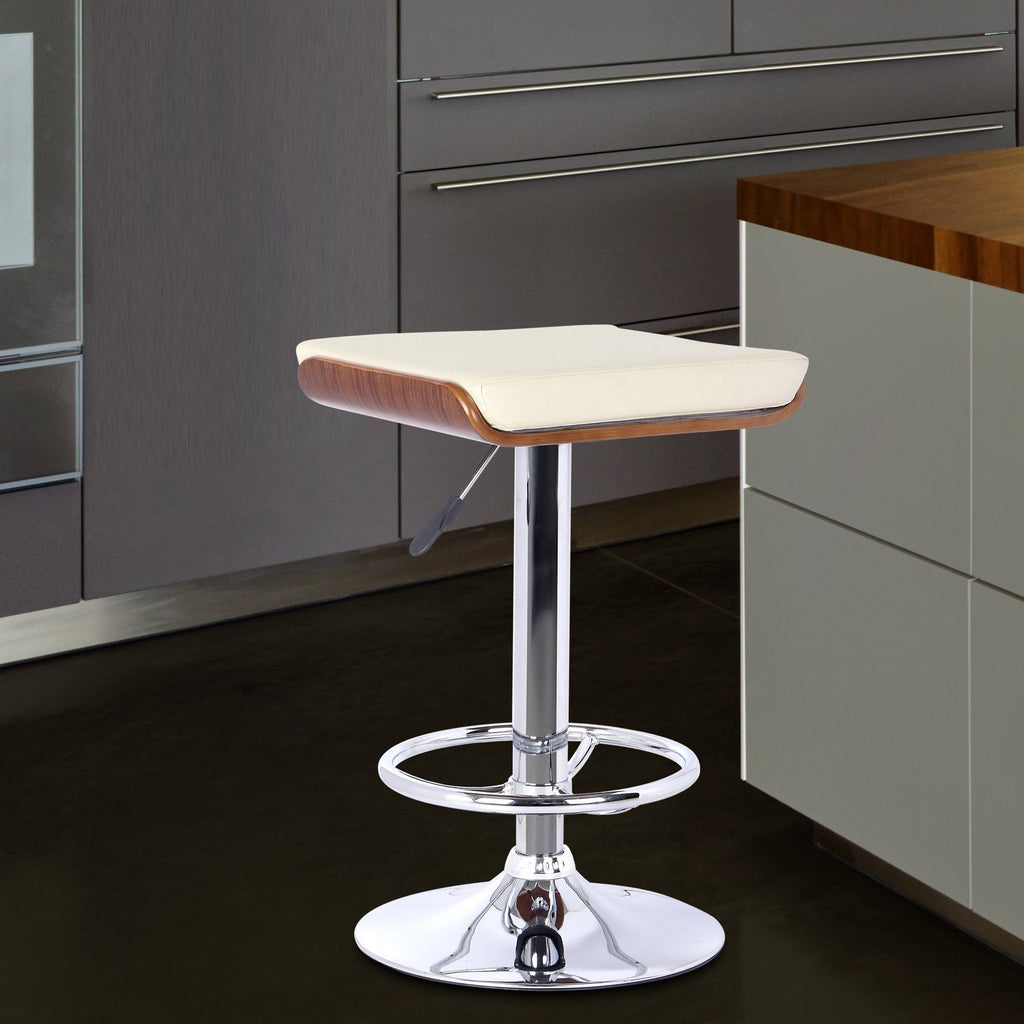 Chrome Walnut Wood Black Barstool J411303