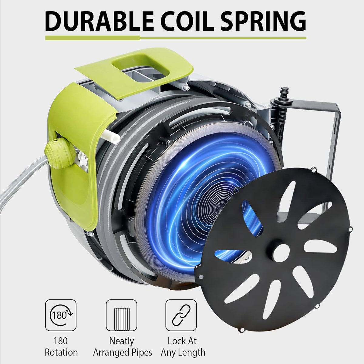 Retractable Wall Mount Garden Hose Reel with 9 Patterns Hose Nozzle Y31393