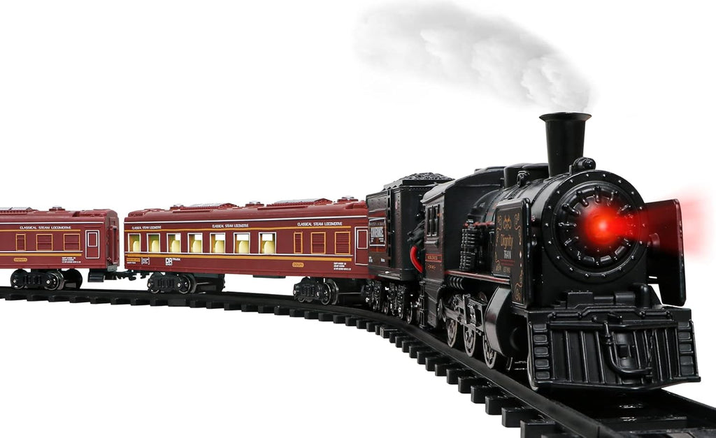 Metal Alloy Electric Train Set with Steam Locomotive, Passenger Carriages & Tracks V4237