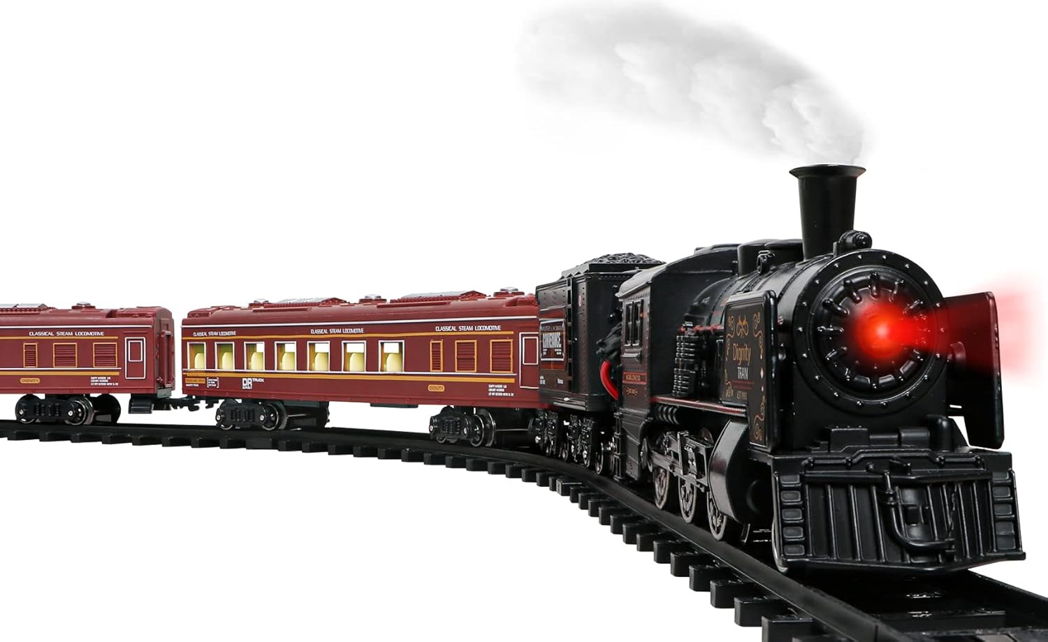 Metal Alloy Electric Train Set with Steam Locomotive, Passenger Carriages & Tracks V4237