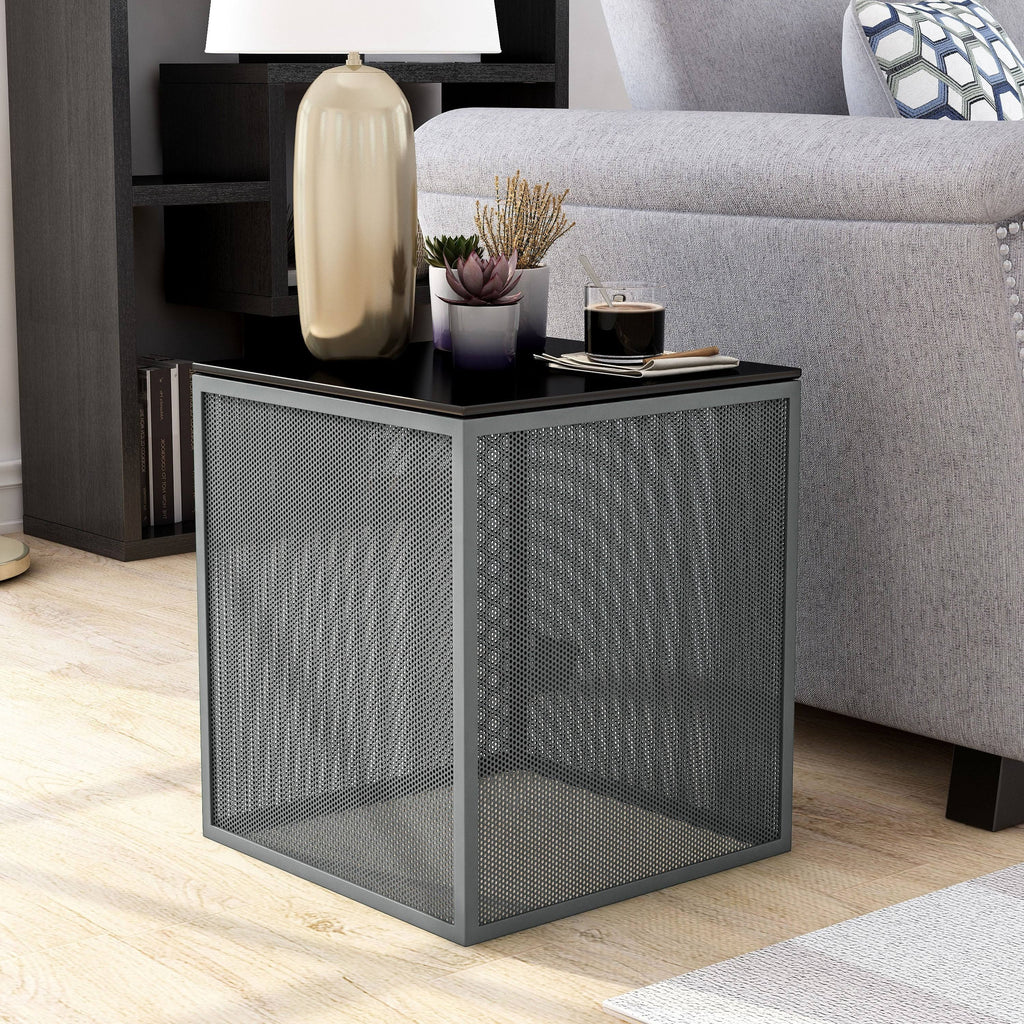 White Glass Top Side Table D73288